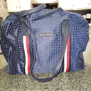Tommy Hilfiger Blue Duffel Bag with Red and White Accents